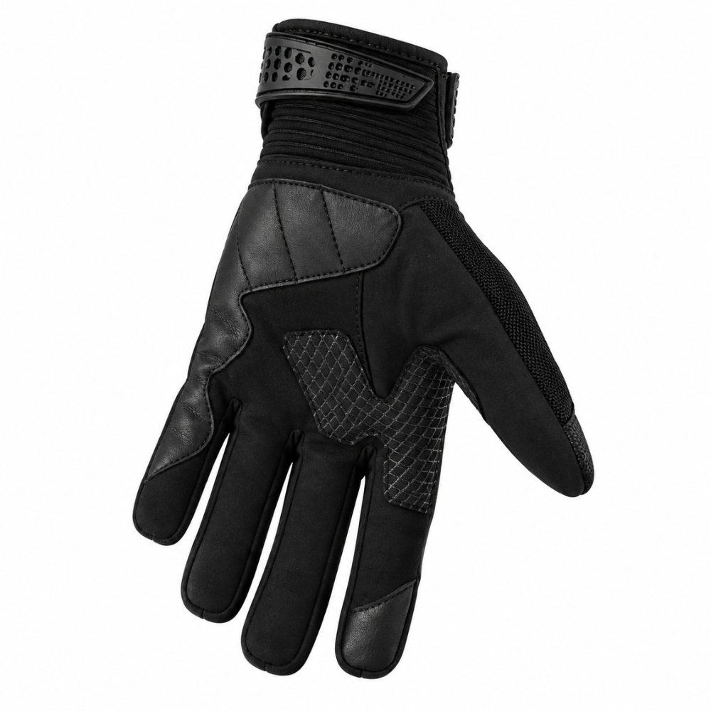 Guantes Moto Calle Velcro Negro Kmz