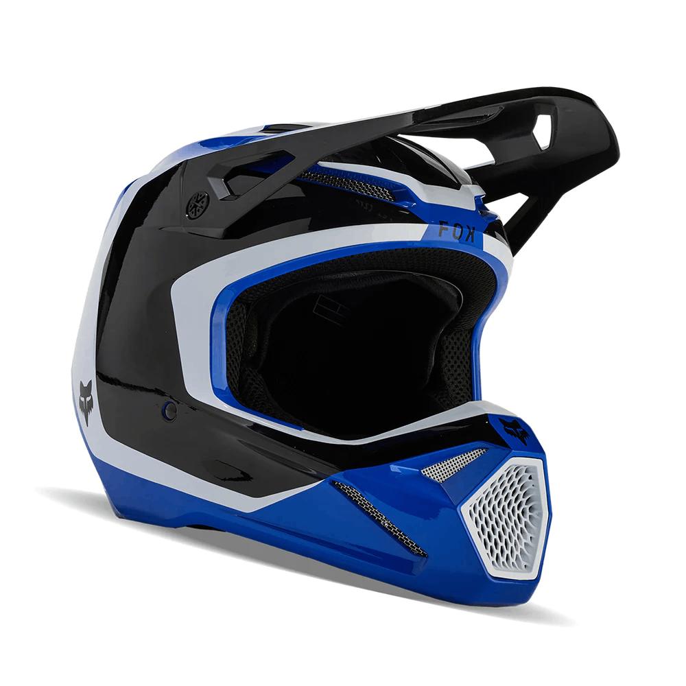 Casco Moto Niño V1 Motif Azul Gris Fox Racing.