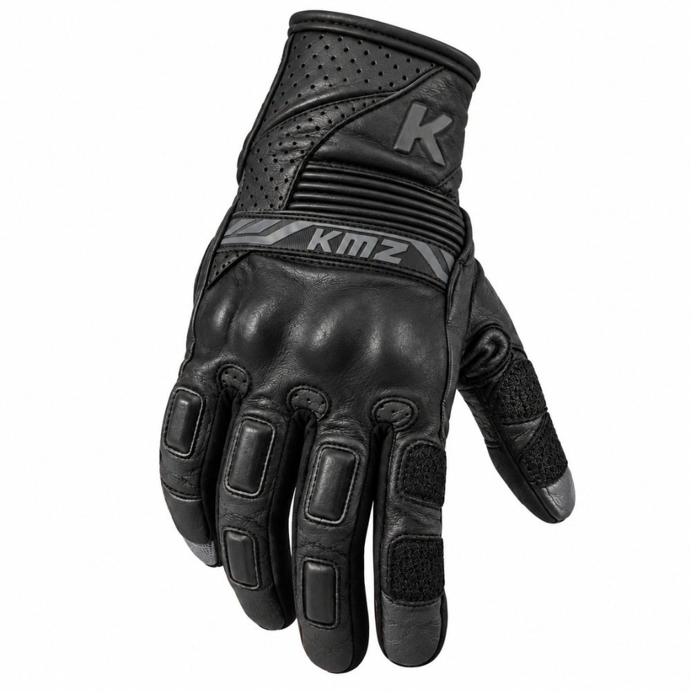 Guantes Moto Calle Velcro Negro Kmz