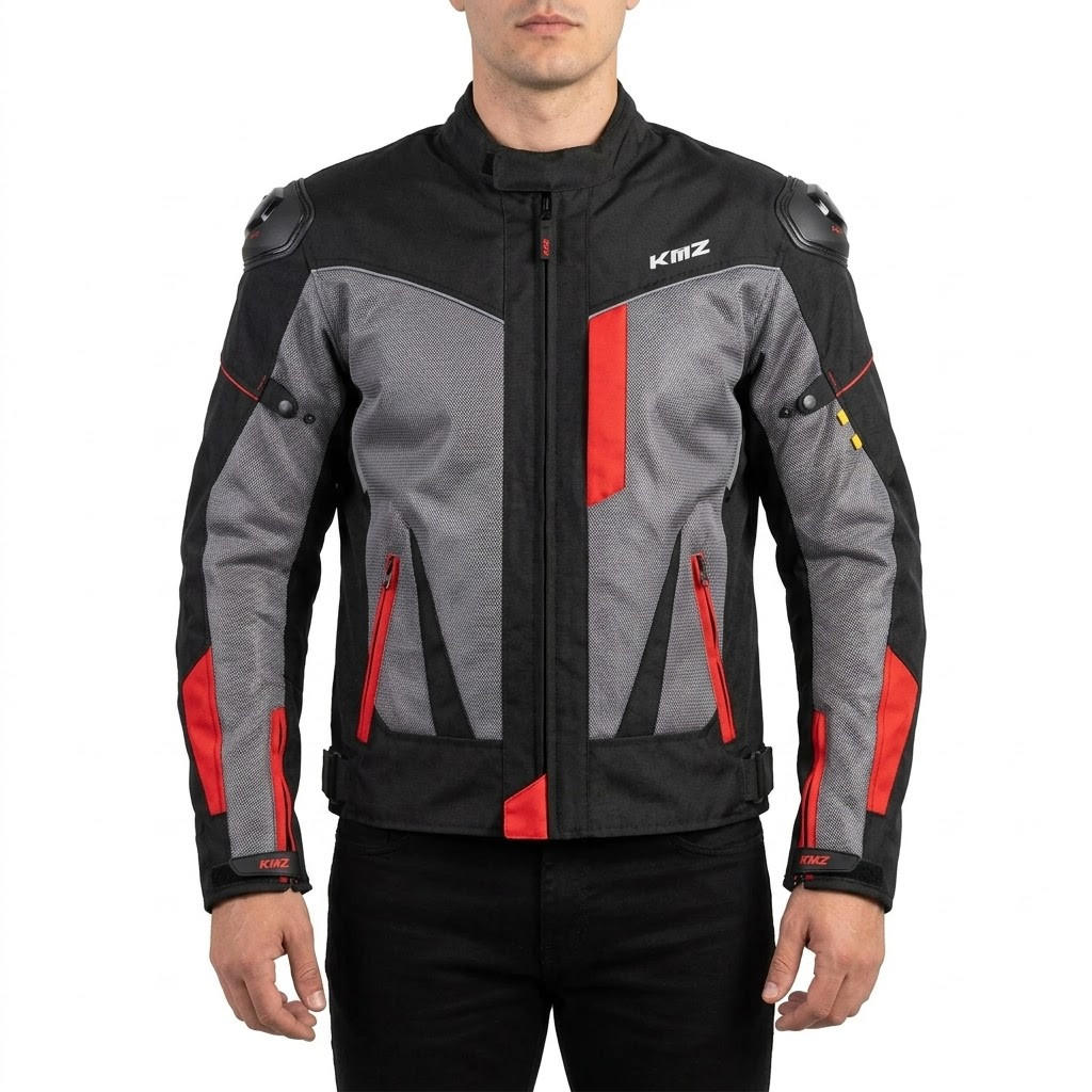 Chaqueta Moto Calle Mesh Gris/Rojo KMZ - Gris / XXL