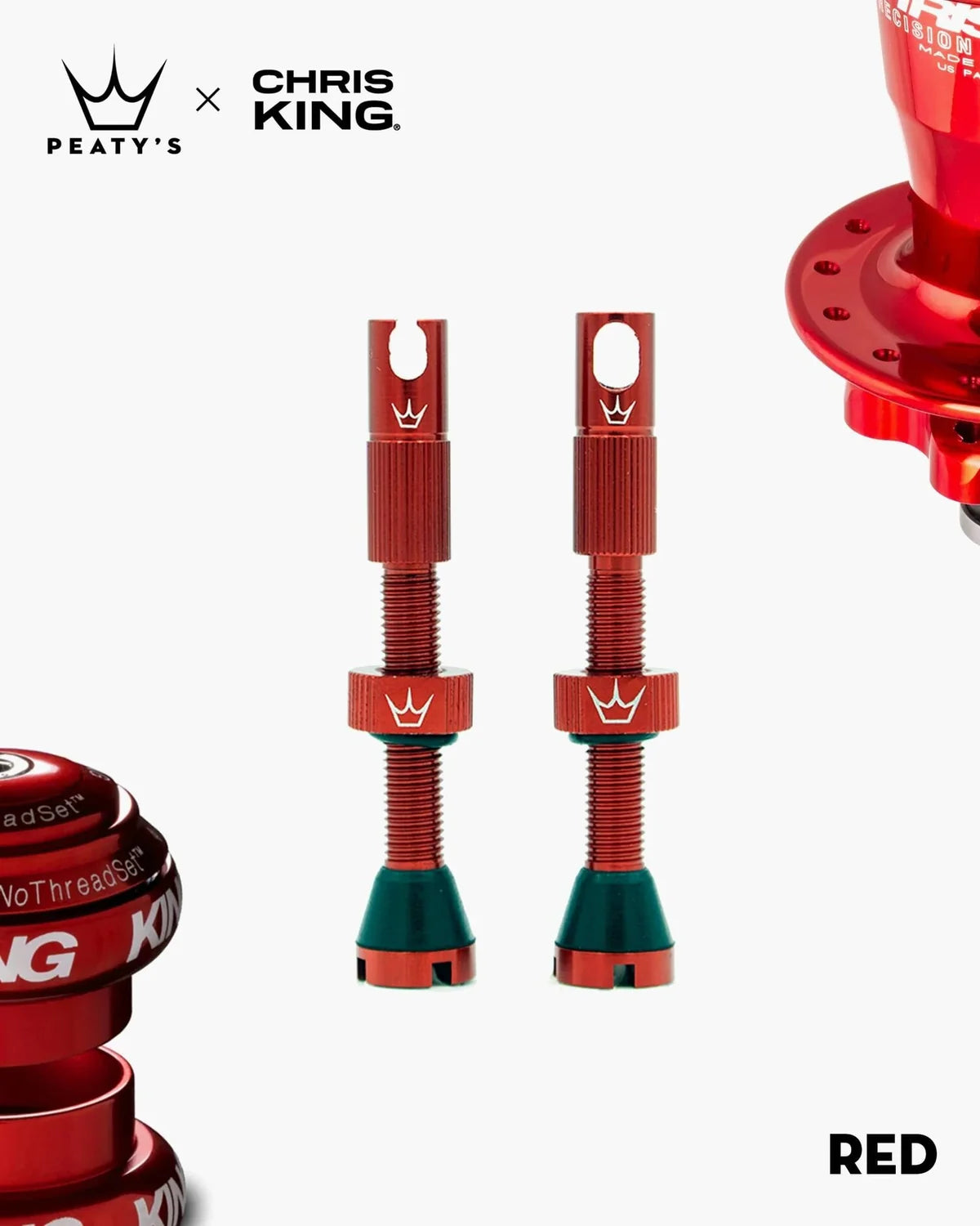 Valvula Tubular Chris King 42Mm Rojo Peaty's