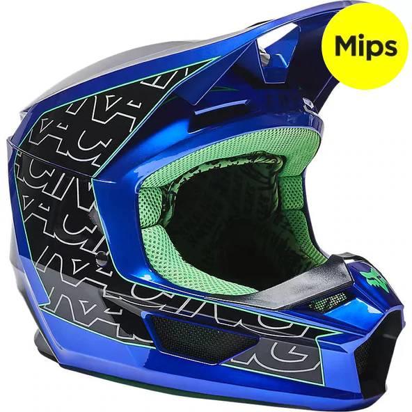 moto　Face-ステューシー Casco Moto V1 Peril Azul Fox — Trailstore.cl